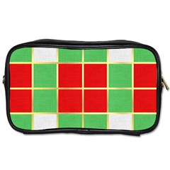 Christmas Fabric Textile Red Green Toiletries Bag (one Side) by Wegoenart