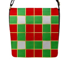 Christmas Fabric Textile Red Green Flap Closure Messenger Bag (l) by Wegoenart