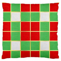 Christmas Fabric Textile Red Green Large Flano Cushion Case (one Side) by Wegoenart