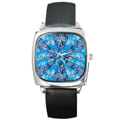 Christmas Background Pattern Square Metal Watch by Wegoenart