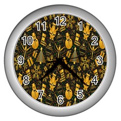 Christmas Background Wall Clock (silver) by Wegoenart