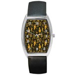 Christmas Background Barrel Style Metal Watch Front