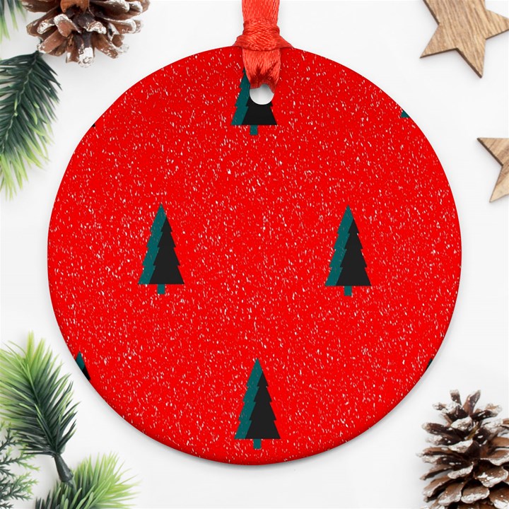 Christmas Time Fir Trees Round Ornament (Two Sides)