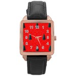 Christmas Time Fir Trees Rose Gold Leather Watch  Front