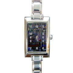 Christmas Boats In Harbor Rectangle Italian Charm Watch by Wegoenart