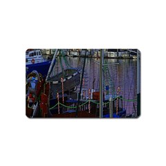 Christmas Boats In Harbor Magnet (name Card) by Wegoenart