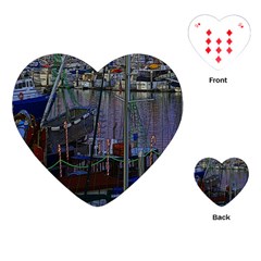 Christmas Boats In Harbor Playing Cards (heart) by Wegoenart