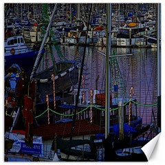 Christmas Boats In Harbor Canvas 20  X 20  by Wegoenart