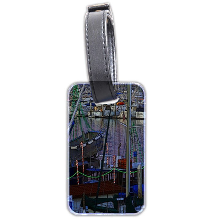 Christmas Boats In Harbor Luggage Tags (Two Sides)