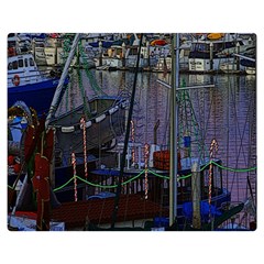 Christmas Boats In Harbor Double Sided Flano Blanket (medium)  by Wegoenart