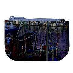 Christmas Boats In Harbor Large Coin Purse by Wegoenart