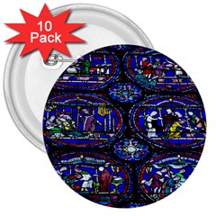 Church Window Canterbury 3  Buttons (10 Pack)  by Wegoenart