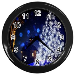 Christmas Card Christmas Atmosphere Wall Clock (black) by Wegoenart