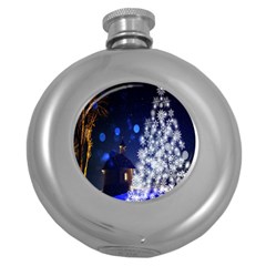 Christmas Card Christmas Atmosphere Round Hip Flask (5 Oz) by Wegoenart