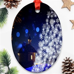 Christmas Card Christmas Atmosphere Oval Ornament (two Sides) by Wegoenart