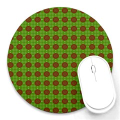 Christmas Paper Wrapping Patterns Round Mousepads by Wegoenart