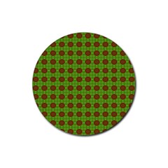 Christmas Paper Wrapping Patterns Rubber Round Coaster (4 Pack)  by Wegoenart