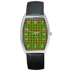 Christmas Paper Wrapping Patterns Barrel Style Metal Watch by Wegoenart