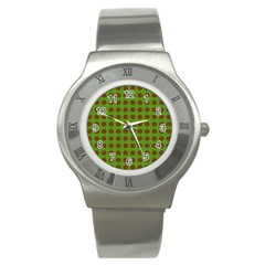 Christmas Paper Wrapping Patterns Stainless Steel Watch by Wegoenart