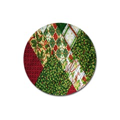 Christmas Quilt Background Magnet 3  (round) by Wegoenart