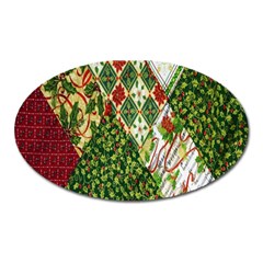 Christmas Quilt Background Oval Magnet by Wegoenart