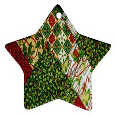 Christmas Quilt Background Star Ornament (two Sides)