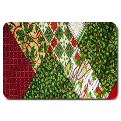 Christmas Quilt Background Large Doormat  by Wegoenart