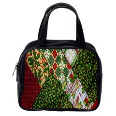 Christmas Quilt Background Classic Handbag (one Side) by Wegoenart