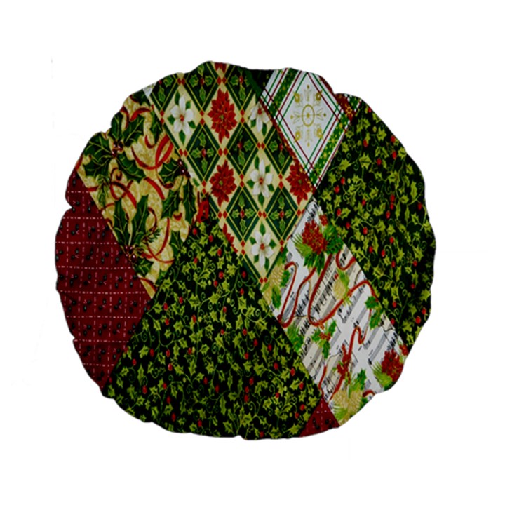 Christmas Quilt Background Standard 15  Premium Round Cushions