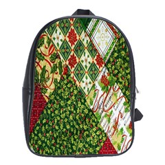 Christmas Quilt Background School Bag (xl) by Wegoenart