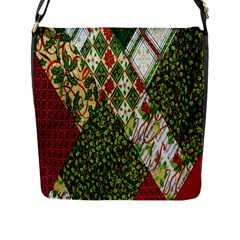 Christmas Quilt Background Flap Closure Messenger Bag (l) by Wegoenart