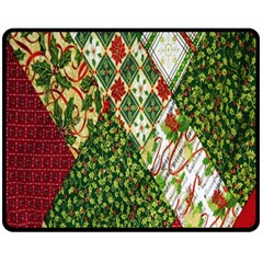 Christmas Quilt Background Double Sided Fleece Blanket (medium)  by Wegoenart