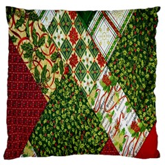 Christmas Quilt Background Large Flano Cushion Case (two Sides) by Wegoenart