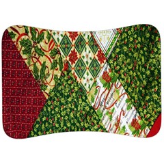 Christmas Quilt Background Velour Seat Head Rest Cushion by Wegoenart