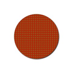 Christmas Paper Wrapping Paper Pattern Rubber Round Coaster (4 Pack)  by Wegoenart