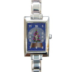 Christmas  Snow Rectangle Italian Charm Watch