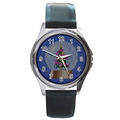 Christmas  Snow Round Metal Watch by Wegoenart