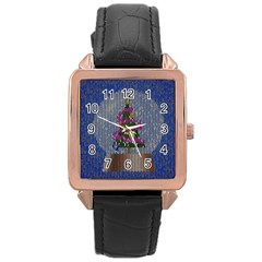 Christmas  Snow Rose Gold Leather Watch 