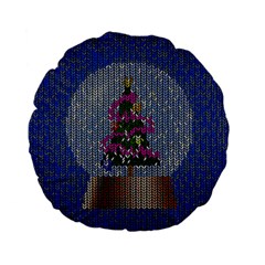 Christmas  Snow Standard 15  Premium Flano Round Cushions