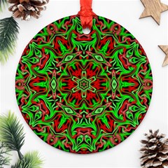 Christmas Kaleidoscope Pattern Ornament (round) by Wegoenart