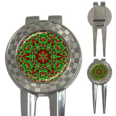 Christmas Kaleidoscope Pattern 3-in-1 Golf Divots by Wegoenart