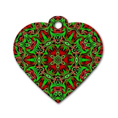 Christmas Kaleidoscope Pattern Dog Tag Heart (two Sides) by Wegoenart