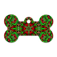 Christmas Kaleidoscope Pattern Dog Tag Bone (one Side) by Wegoenart