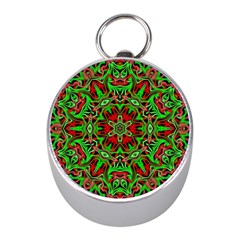 Christmas Kaleidoscope Pattern Mini Silver Compasses