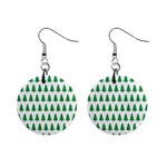 Christmas Background Christmas Tree Mini Button Earrings Front