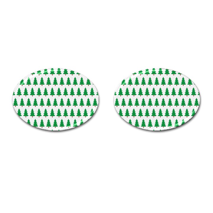 Christmas Background Christmas Tree Cufflinks (Oval)