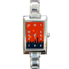 City Light Night Lights Evening Rectangle Italian Charm Watch by Wegoenart