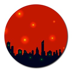 City Light Night Lights Evening Round Mousepads by Wegoenart