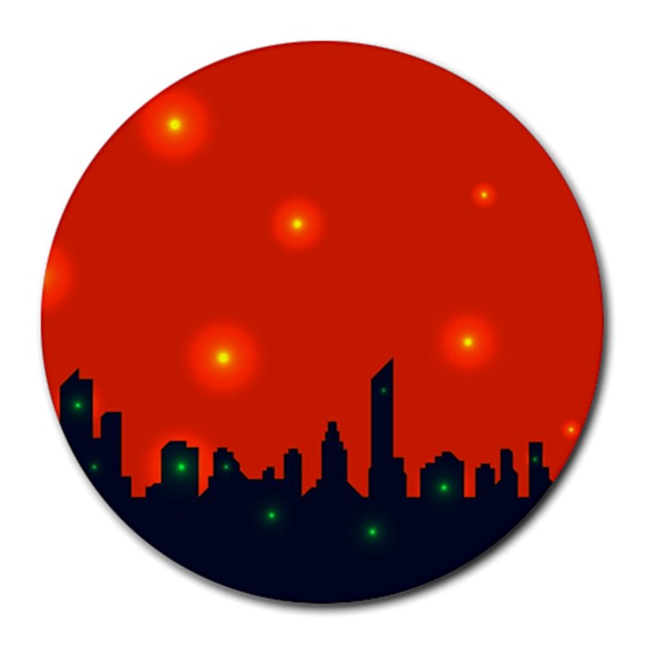 City Light Night Lights Evening Round Mousepads