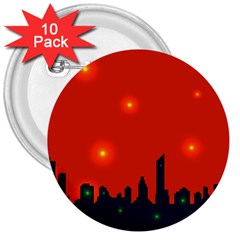 City Light Night Lights Evening 3  Buttons (10 Pack)  by Wegoenart